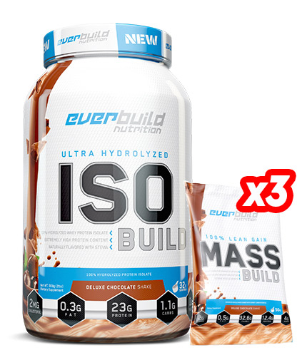 PROMO STACK ISO BUILD Protein Isolate + 3 FREE Mass Build Gainer Sachets